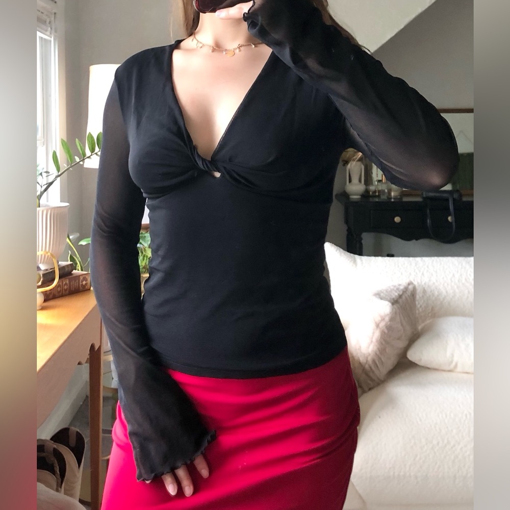 Vtg 90s Mesh Long Sleeve - Picture 2 of 8